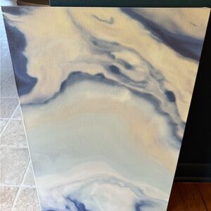 Abstract Blue and Cream Canvas Art